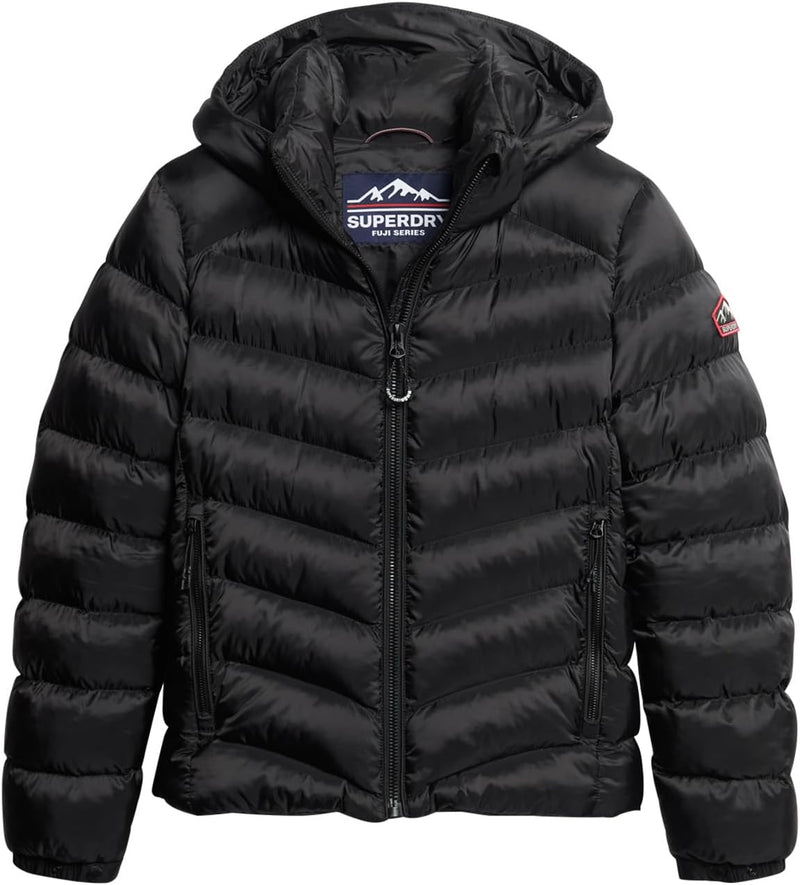 Superdry Damen Kapuzenjacke mit Fuji-Polsterung Jacke, Schwarz, 40