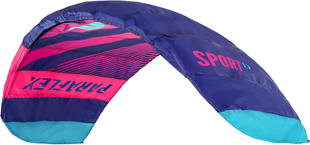 Wolkenstürmer® Paraflex Sport 1.7 Kite (blau) - Flugfertiger Lenkdrachen mit Lenkstange, 2x20m Dynee