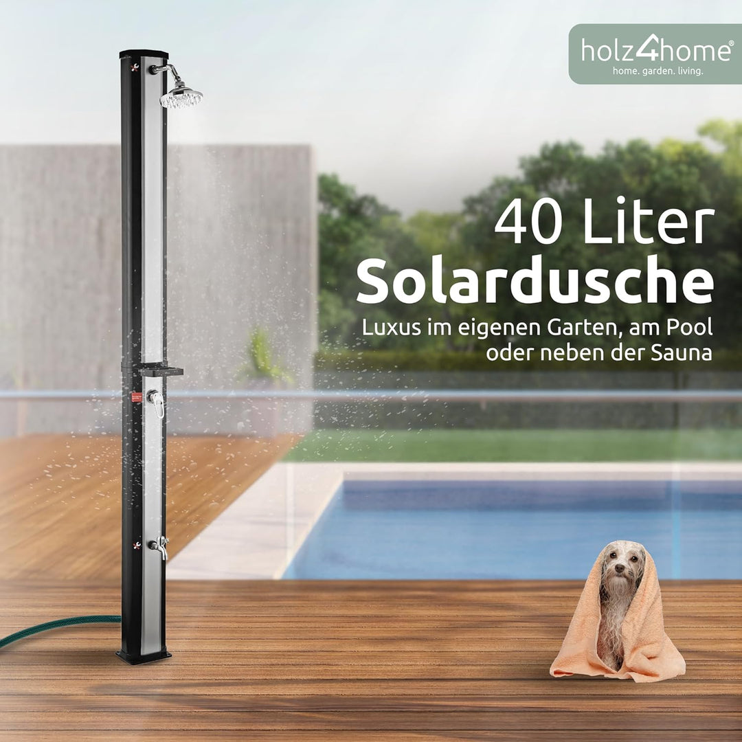holz4home® Solardusche Gartendusche I Aussendusche mit Warmwasser bis 60°C I Outdoordusche für Garte