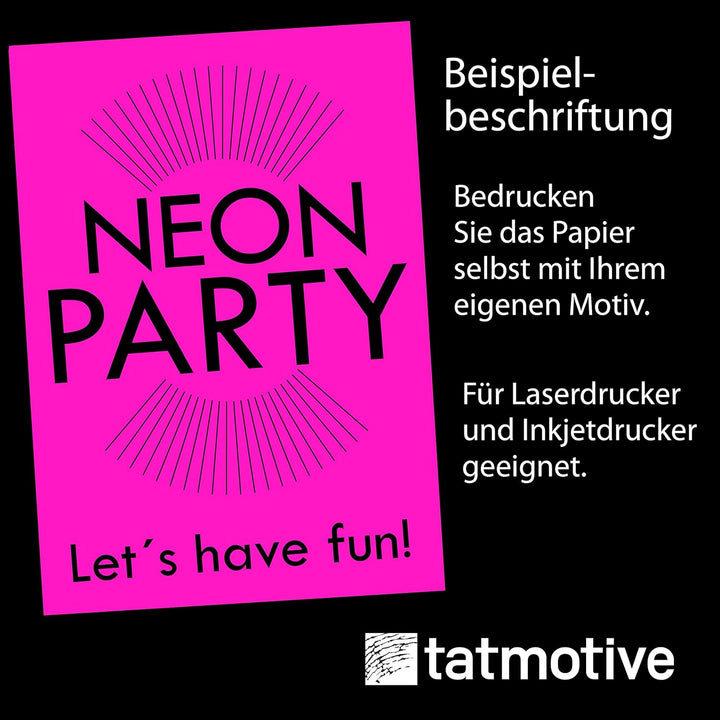 TATMOTIVE Neonpapier NEON DIN A4, 80 g/qm farbiges Briefpapier, Leuchtpapier, 100 Blatt - Pink, 100