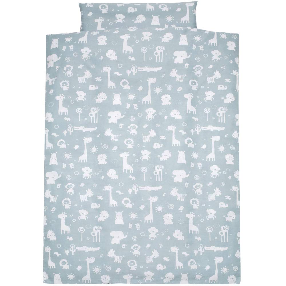 Alvi Bettwäsche für Kinderbett Zootiere puderblau 100x135 cm 401209111
