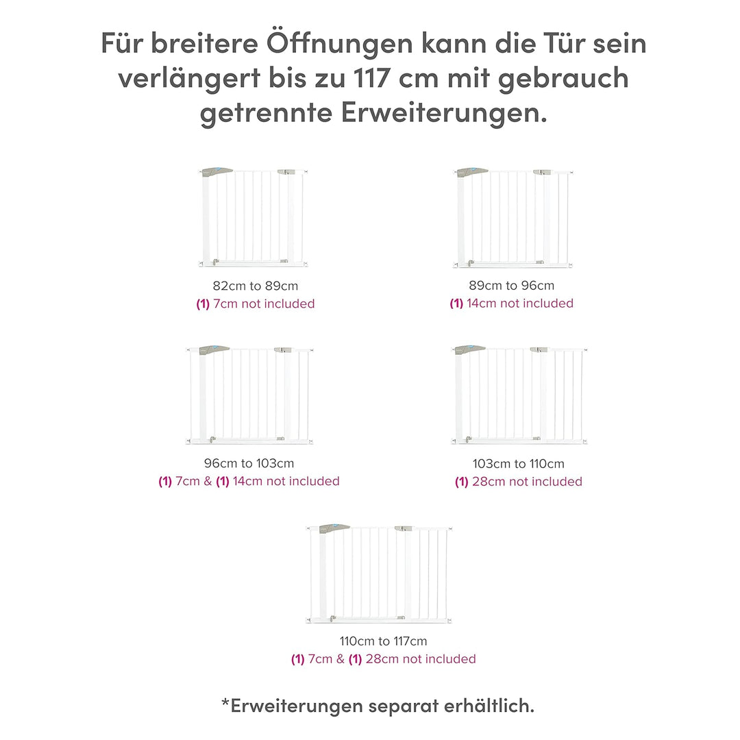 Munchkin Lindam Türgitter für Babys, ausziehbares Türschutzgitter & Treppenschutz zum Klemmen, ideal