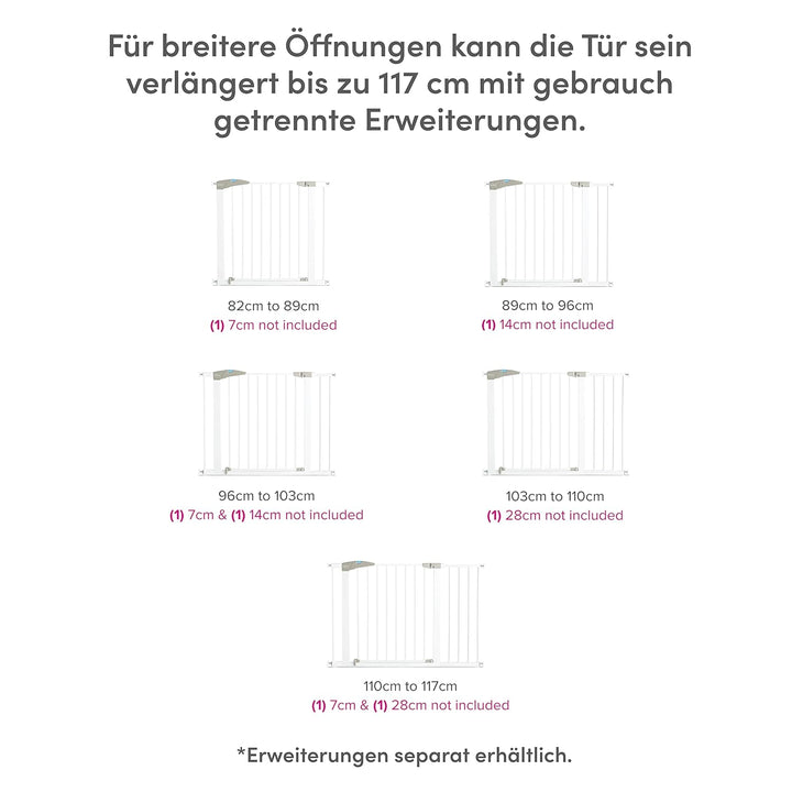 Munchkin Lindam Türgitter für Babys, ausziehbares Türschutzgitter & Treppenschutz zum Klemmen, ideal