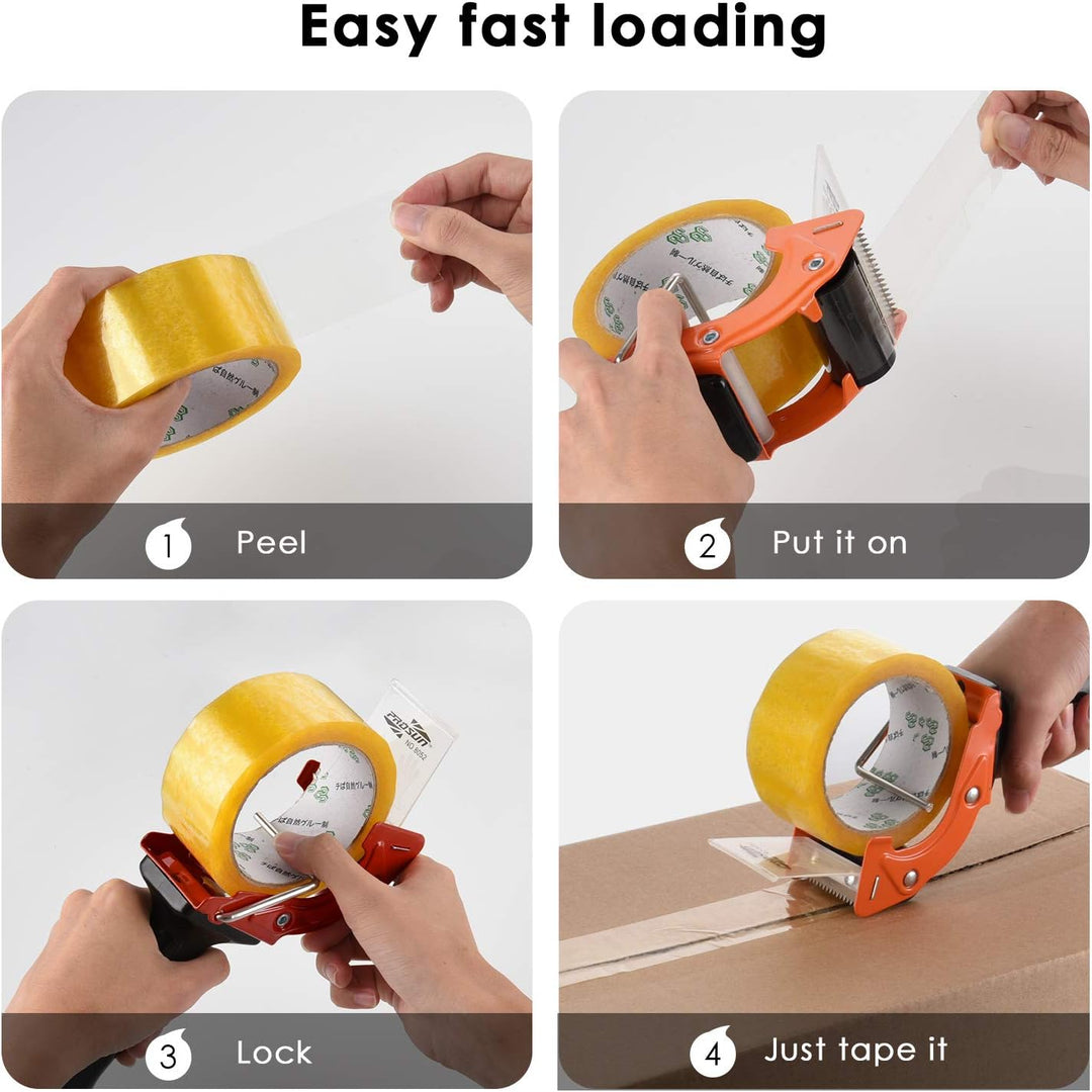 Packetband Handabroller mit Bremse Metallgehäuse Schnell Reload Klebebandabroller, Paketklebeband Pa