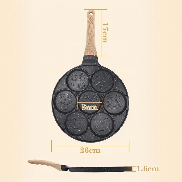 Bobikuke Smiley Pancake Pfanne, Antihaft Pancake Maker 7 Löcher Spiegelei-Pfanne für Kinder, 26 cm (