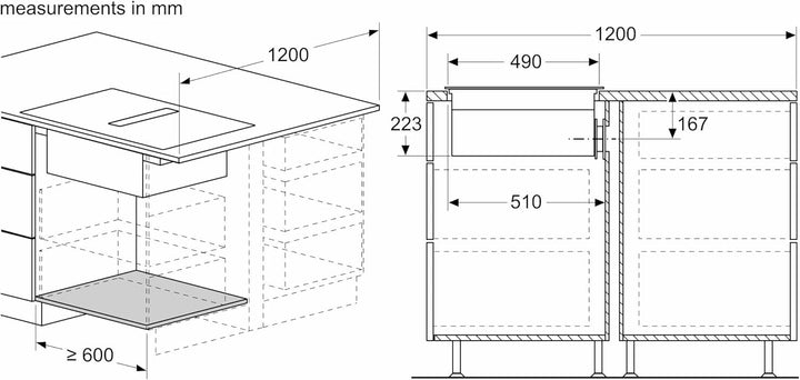 Bosch PVS811B16E Serie 4, Einbau-Induktionskochfeld mit integriertem Belüftungssystem 80 cm Aufputzm