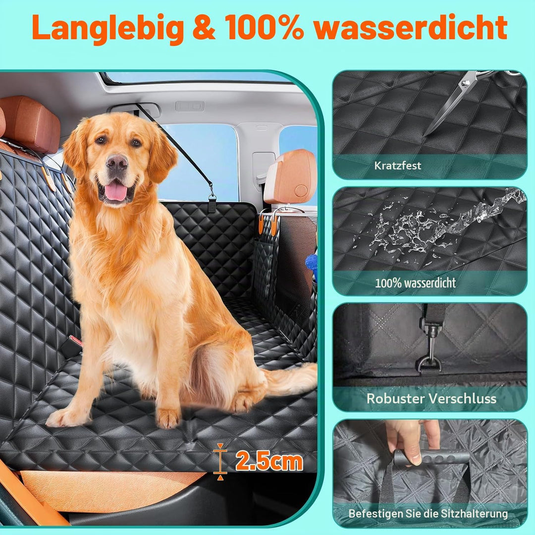 Hundedecke Auto Rückbank mit Harter Unterseit Seitenschutz Verstärkte | Strapazierfähige und kratzfe