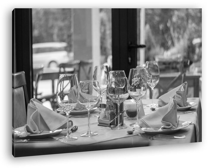 deyoli edles Restaurant Effekt: Schwarz/Weiss im Format: 80x60 als Leinwandbild, Motiv fertig gerahm
