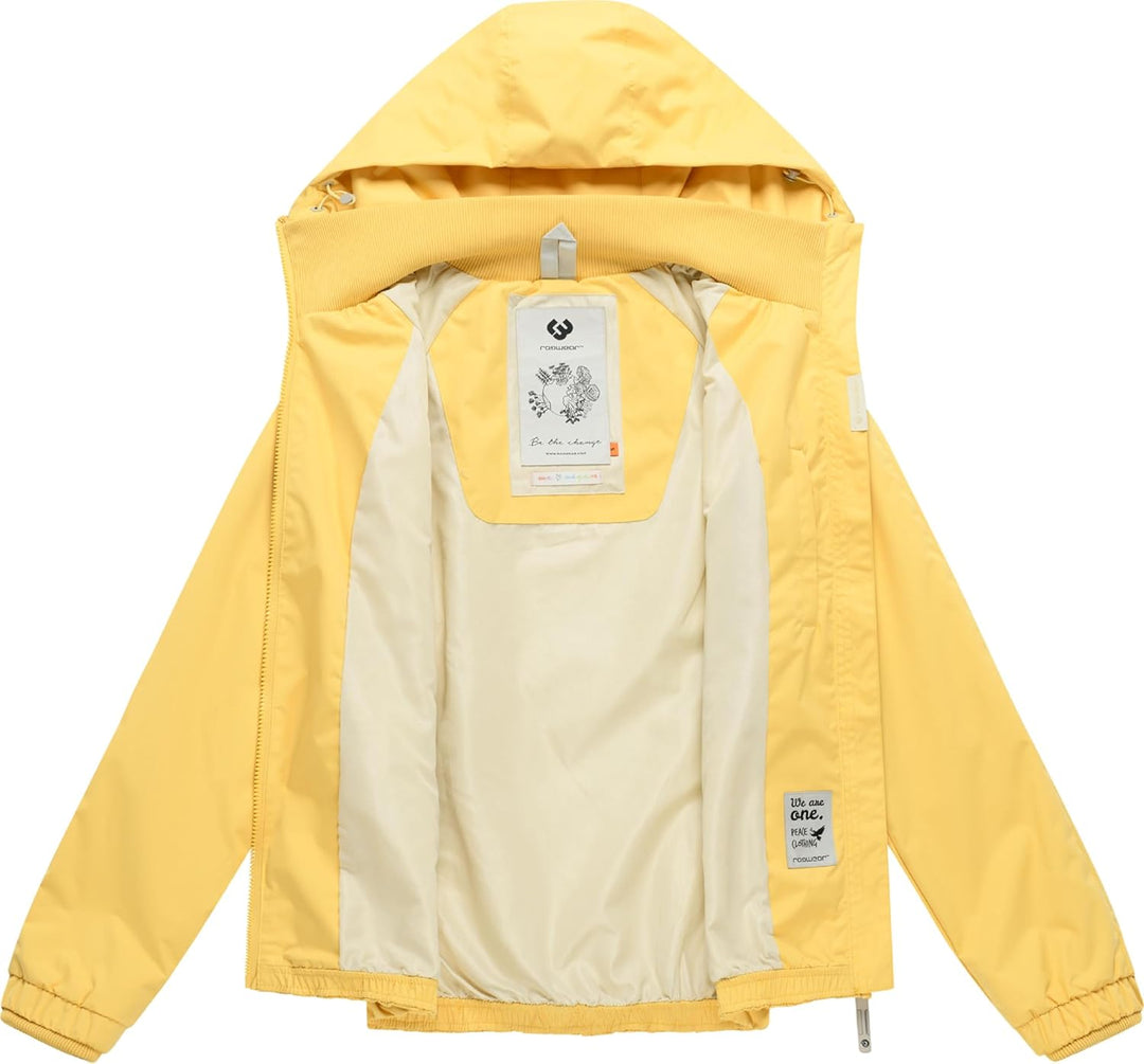Ragwear Damen wasserdichte Übergangsjacke leichte Jacke kurz mit Kapuze Dizzie Intl XS-6XL XS Banana
