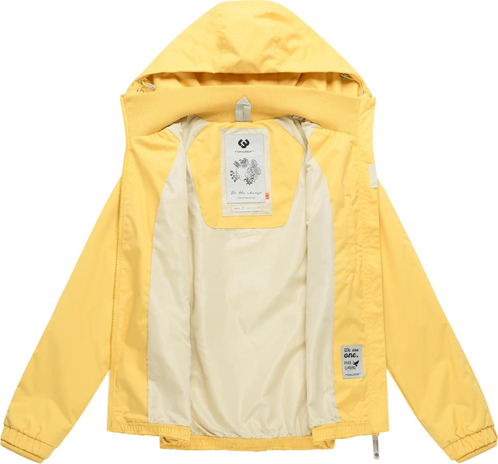 Ragwear Damen wasserdichte Übergangsjacke leichte Jacke kurz mit Kapuze Dizzie Intl XS-6XL XS Banana