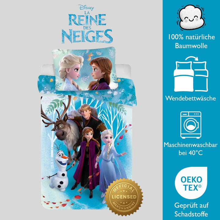 Bettwäsche für Babys, 100% Baumwolle, Elsa & Anna, Bettbezug 100 x 135 cm + Kissenbezug