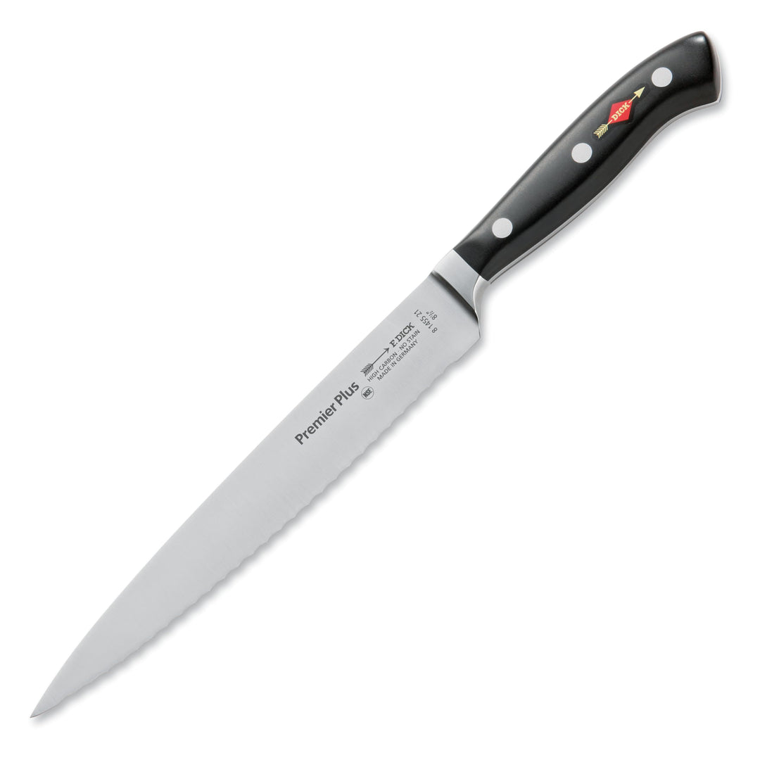 F. DICK Premier Plus Tranchiermesser mit Wellenschliff (Klingenlänge 21 cm, Kochmesser, Universalmes