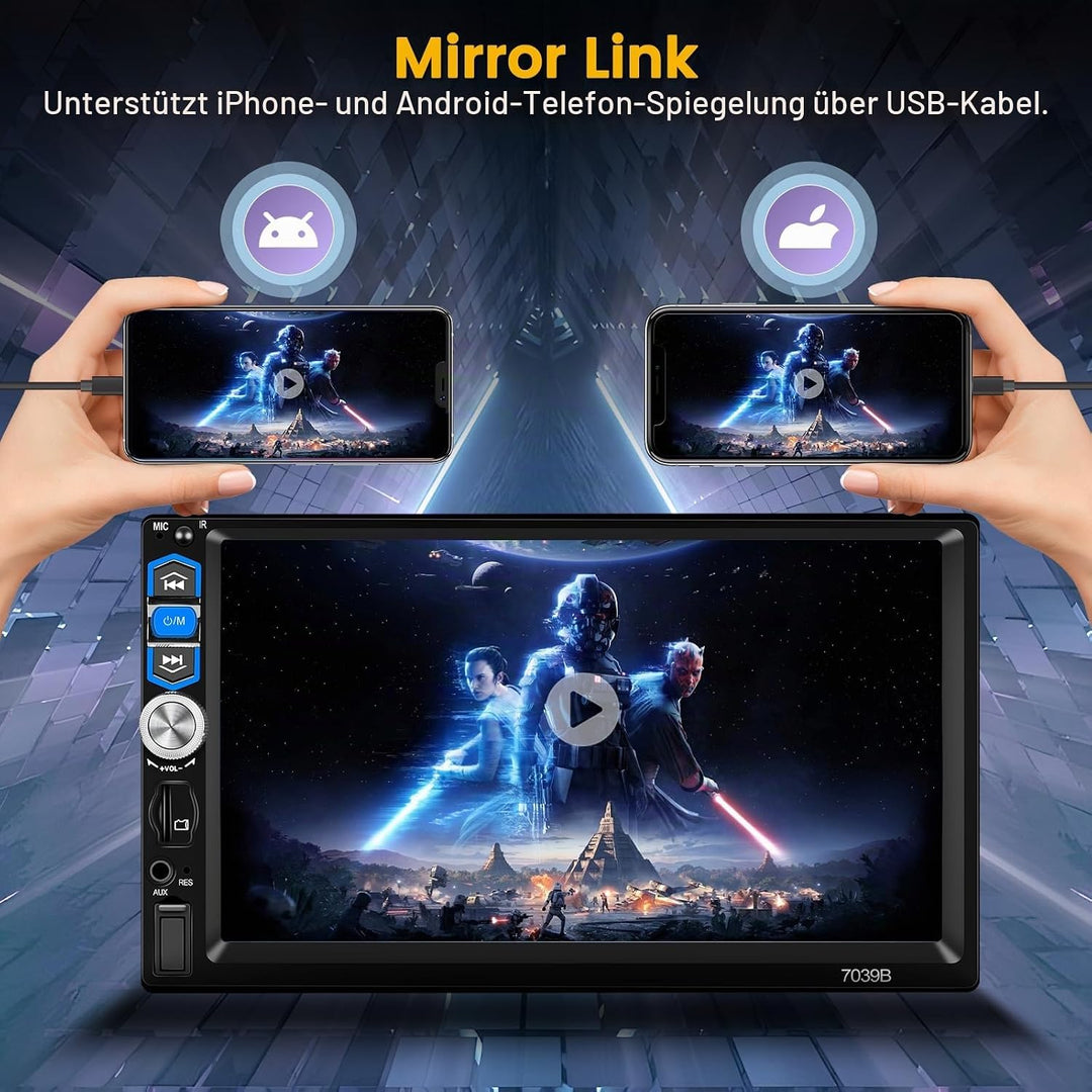 Hikity Autoradio 1 Din mit Wireless CarPlay &amp; Wireless Android Auto, 7 Zoll Auto Radio Touch Display