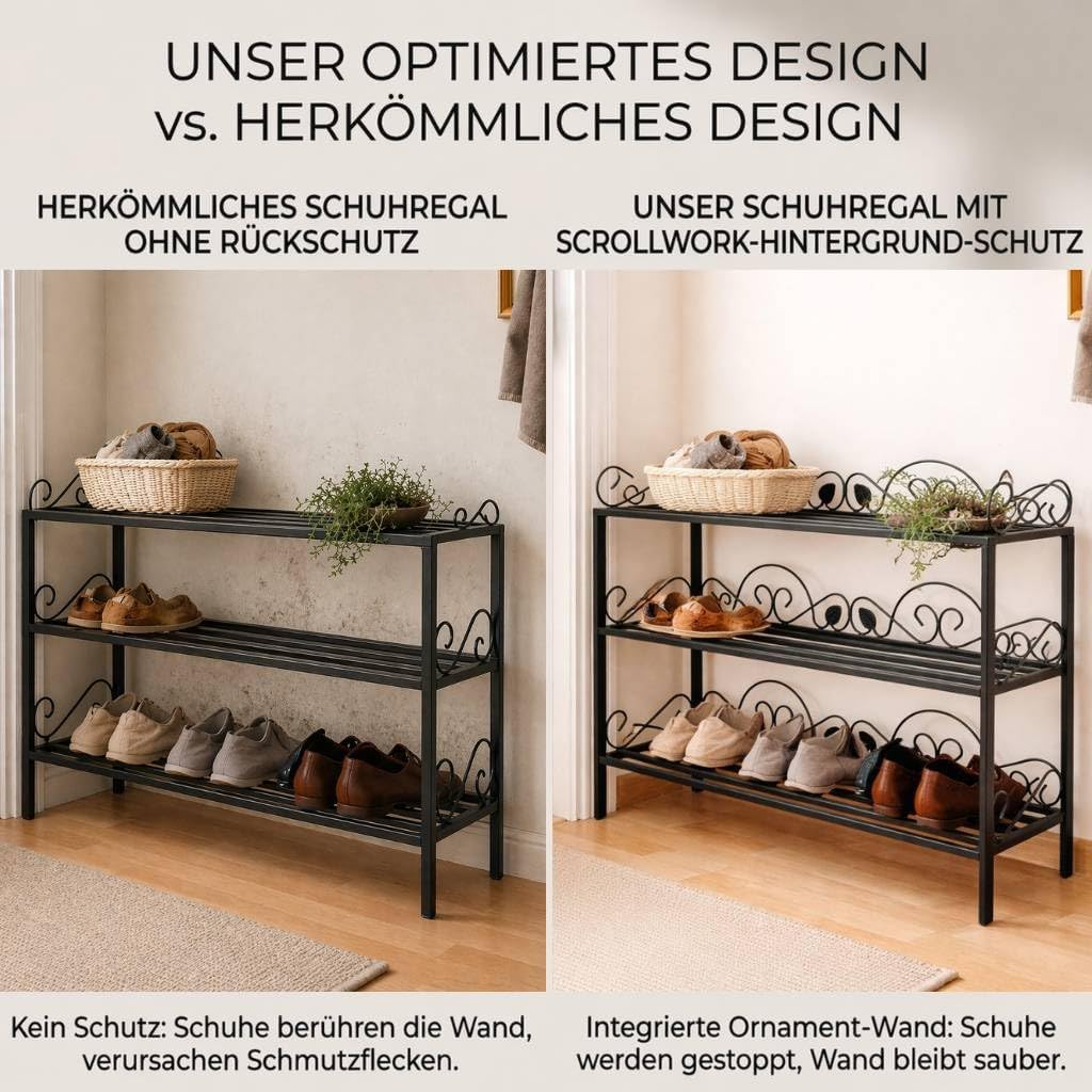 DanDiBo Schuhregal Mi-3 Regal 92 cm Schuhschrank 21235 Schuhablage Metall Schmiedeeisen