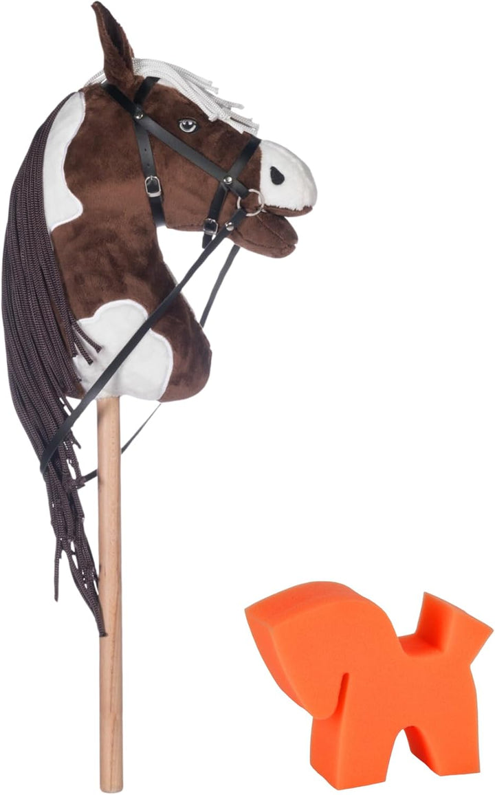 RL24 HKM - Hobby Horse inkl MagicBrush | Steckenpferd mit Trense | Spielpferd aus Plüsch mit Holzsto