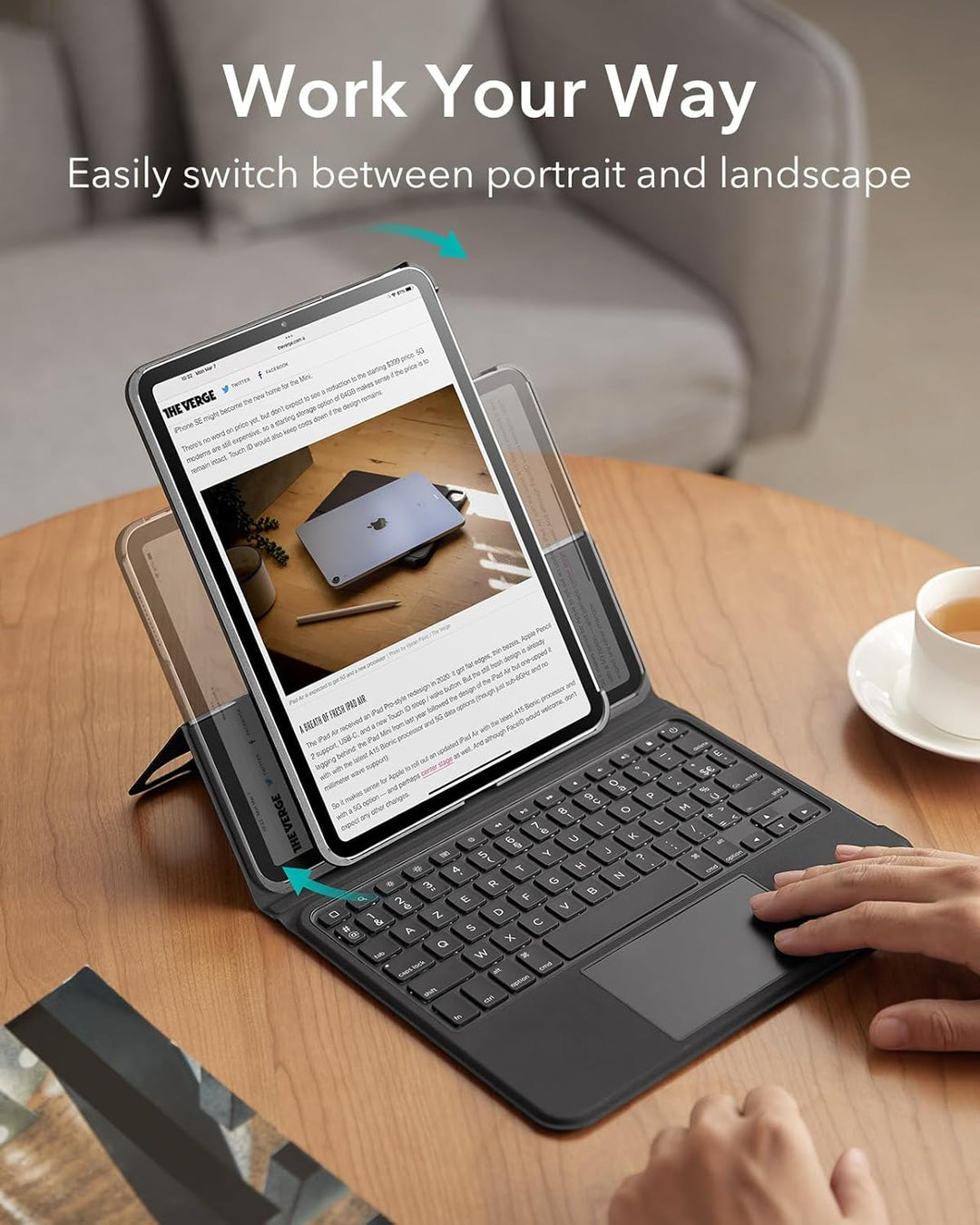 ESR Ascend Tastatur Hülle, iPad Tastatur kompatibel mit iPad Pro 11 (2022/2021/2020/2018), iPad Air