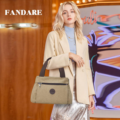 FANDARE Retro Handtaschen Leinwand Schultertasche Damen Umhängetasche Frauen Crossbody Messenger Bag