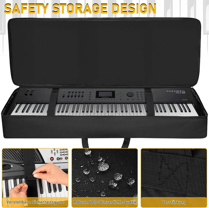 FREEAMG 88 Key Keyboard Tasche, Robuste 600D Oxford Keyboardtasche 88 Tasten mit 10 mm Polsterung, K
