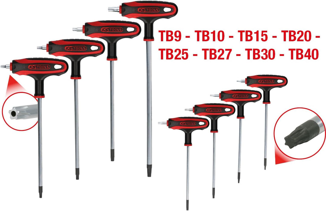KS Tools KS 152 Tools 151.8165 ERGOTORQUEplus T-Griff-TX-Winkelschlüssel-Satz, 8-tlg.Bohrung