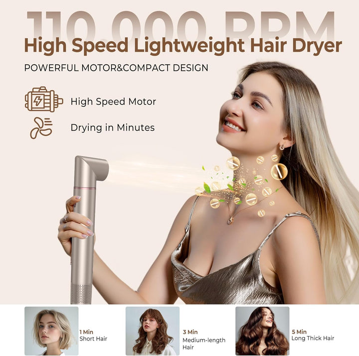 Hairstyler Pro UKLISS Haartrockner 6 IN 1, 1400w Ionen Professioneller Haarstyler, Kälteluftknopf,LC