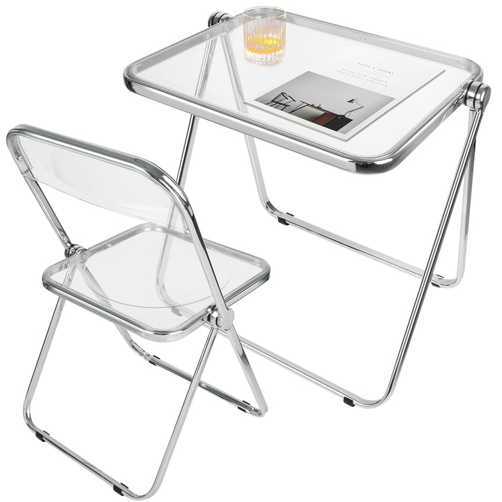 OHMG Klapptisch, aus Acryl, transparent, Picknicktische, ideal für kleine Büros, Beistelltisch oder