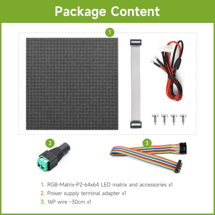 Waveshare RGB Full-Color LED Matrix Panel 2mm Pitch 64x64 Pixels Adjustable Brightness Compatible wi