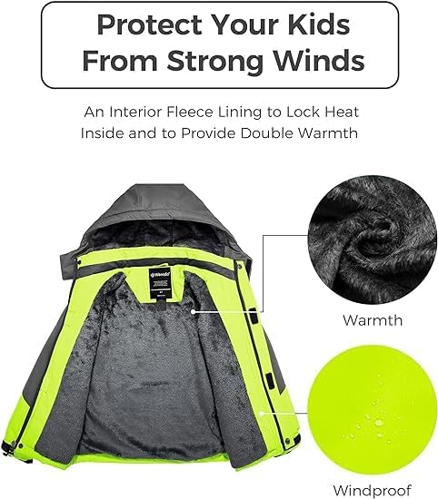 Wantdo Jungen Berg Ski Jacke Warmer Winter Fleece Mäntel Wasserdichter Atmungsaktive Jacke Outdoor K