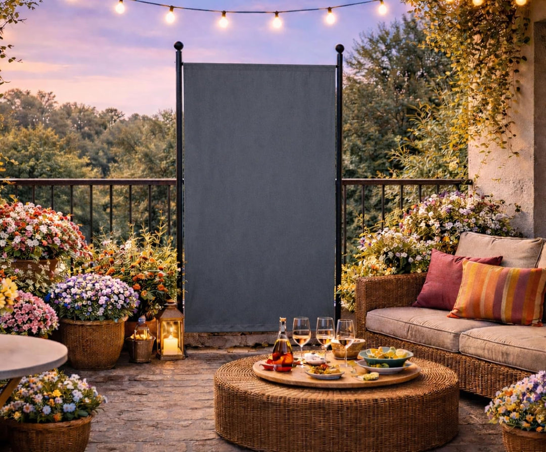 QUICK STAR Paravent 180 x 78 cm Stoff Raumteiler Klein Garten Stellwand Trennwand Balkon Sichtschutz
