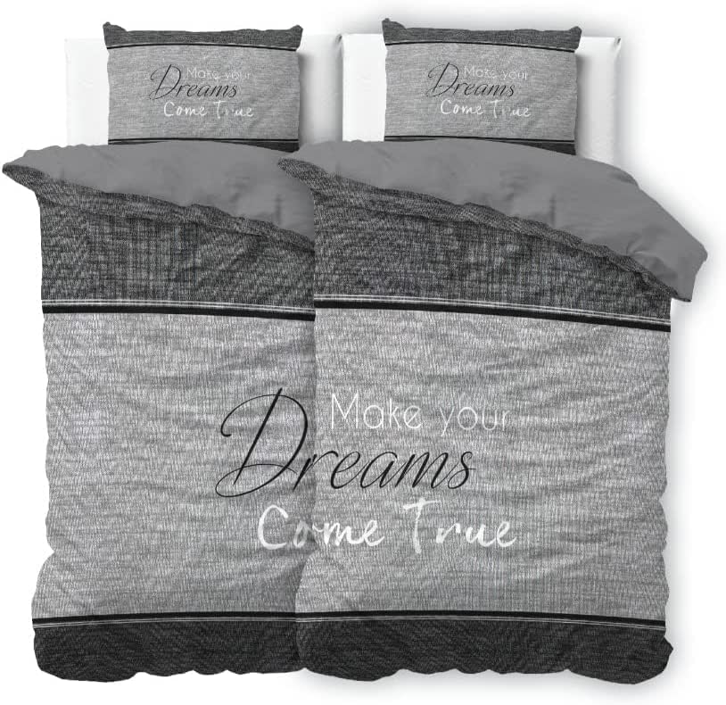 Sleeptime Bettwäsche 4teilig 100% Baumwolle True Dreams, 155cm x 220cm, Reissverschluss, Mit 2 Kisse
