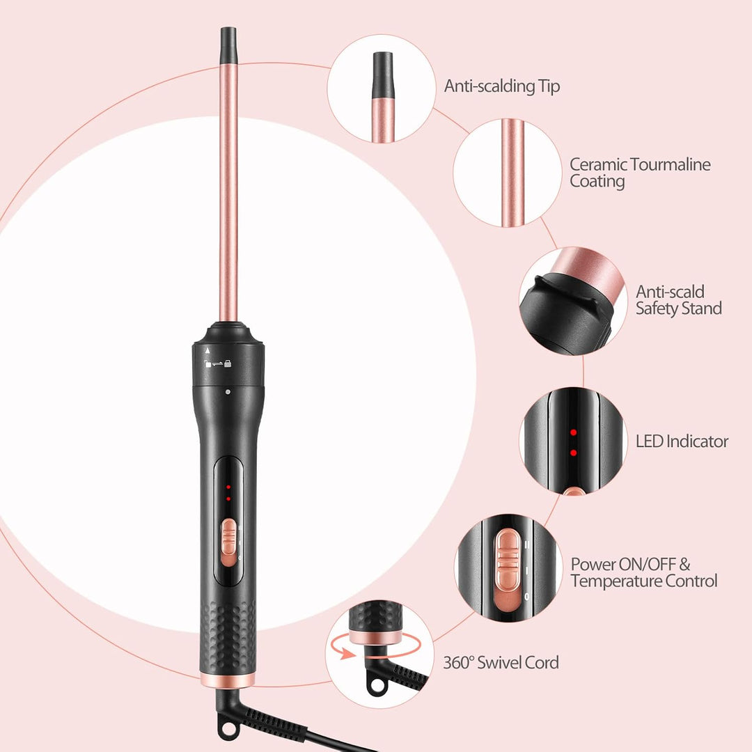 Lockenstab Kleine Locken, Haglater Mini Lockenstäbe 9mm, Dünner Lockenstab Dünn enge Locken, 40s Sch