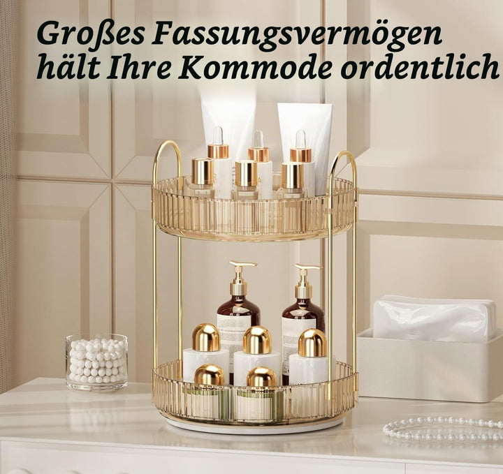 Make Up Organizer, 360° Drehbar Grosse Kapazität Kosmetik Organizer, Multifunktionaler Kosmetik Aufb