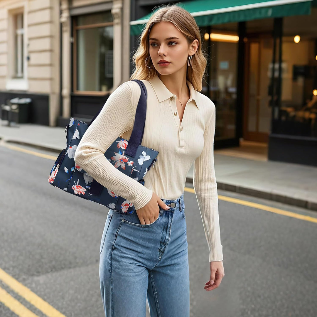 DIRRONA Bunte Damenhandtaschen Modedruck Umhängetasche Multi Pocket Multi Fach Crossbody Bag Beiläuf