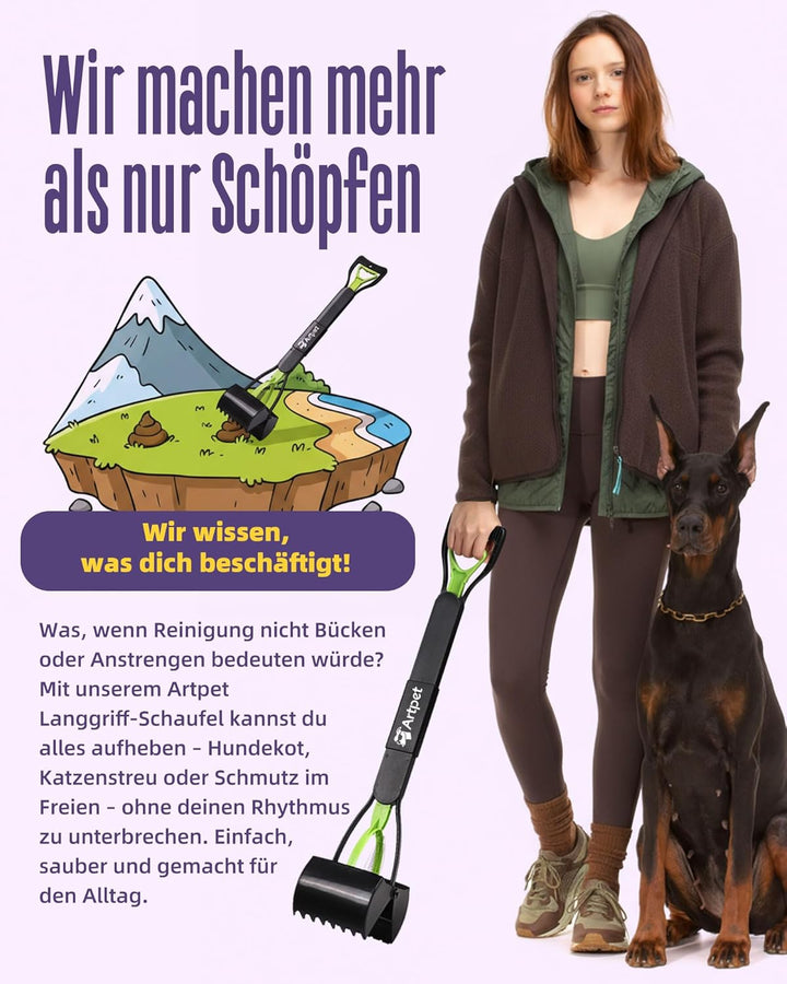 Hundekotsammler mit langem Griff – Faltbare Hundekotschaufel, Kein Bücken, Für Gras, Erde, Sand & Ki