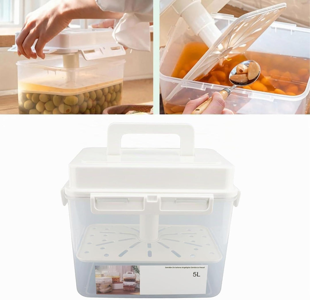 5L Gärbehälter für Kimchi und Sauerkraut, Probiotischer Fermentationsbehälter für Gurken mit Versieg