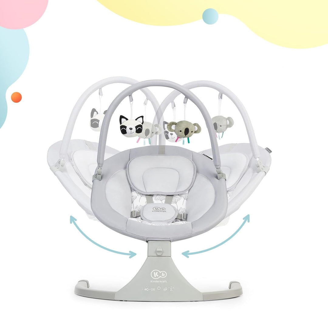 Kinderkraft Elektrische Babywippe 2 in 1 LULI, Babyschaukel, Babyliege, mit Spielbogen, 12 Melodien