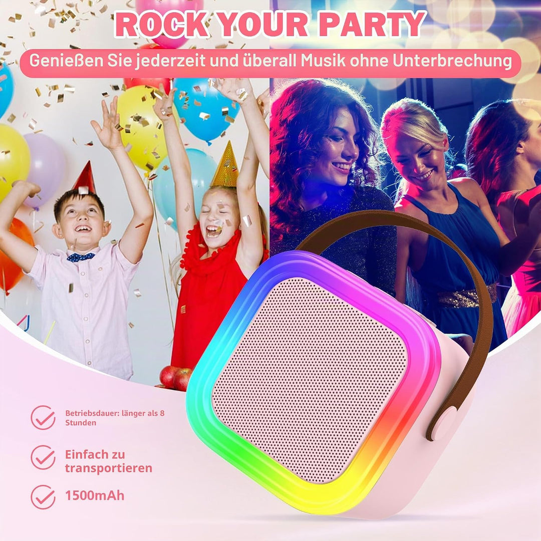 Karaoke-Maschine für Kinder Erwachsene, tragbare Kinder-Karaoke-Lautsprecher mit 2 drahtloses Mikrof
