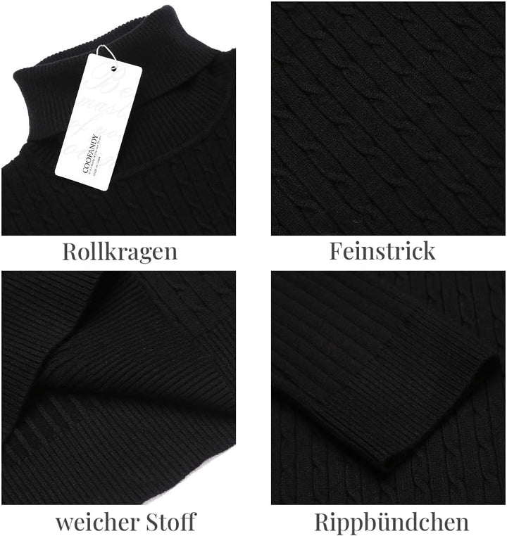 COOFANDY Herren Rollkragenpullover Feinstrick Pullover Langarm Winter Pullover Slim fit Warm Rollkra