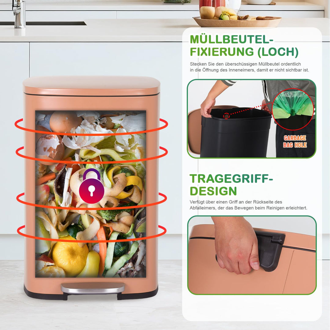 BestOffice 50 L Mülleimer Küche Mülleimer mit Deckel für Büro Schlafzimmer Badezimmer Schritt Müllei