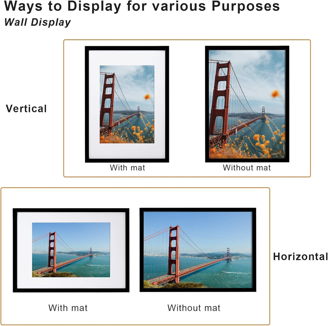 EGOFINE Bilderrahmen A3 2er Set, Heavy Duty Wooden Composite Photo Frames with Plexiglass - Horizont