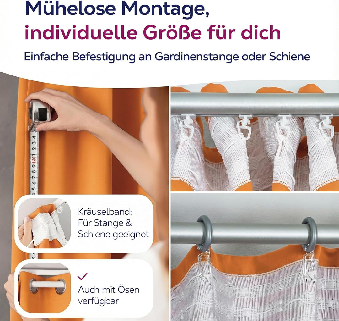 BEAUTEX Verdunkelungsgardine mit Kräuselband U-Band, Blackout Vorhang Blickdicht abdunkelnd, Grösse