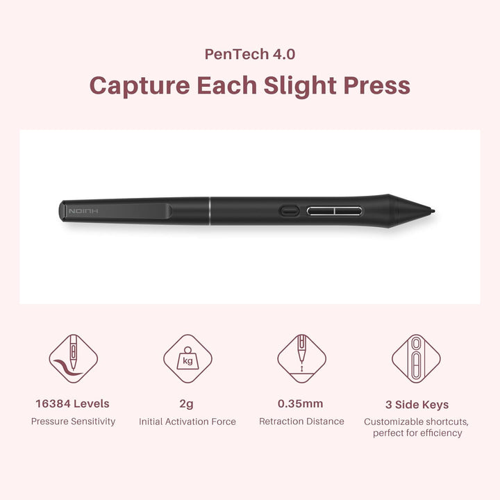 HUION Kamvas 13 Gen 3 Grafiktablett mit Display, Volllaminiertes Zeichentablett mit Anti-Sparkle Can