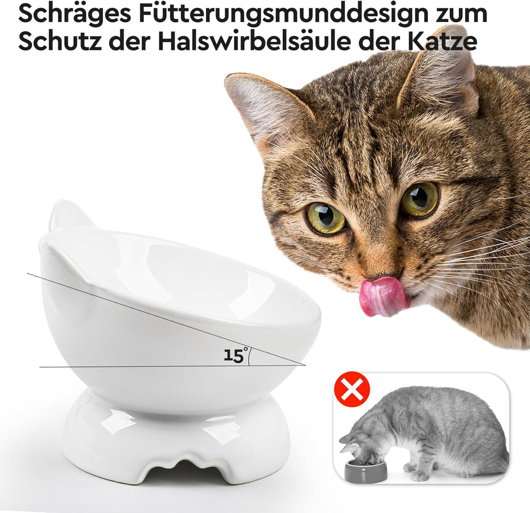 Futternapf Katze,2 Stück Katzennapf Aus Keramik Erhöhter Zervixschutz-Katzennapf Futternapf Katze Er