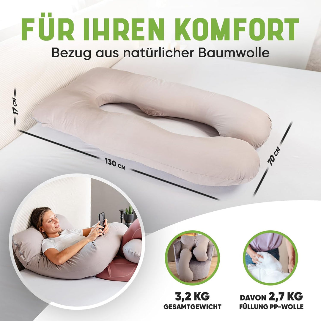 Amelie Seitenschläferkissen Bezug – Ersatz & Austausch für Körperkissen, Ergonomisch & Atmungsaktiv,
