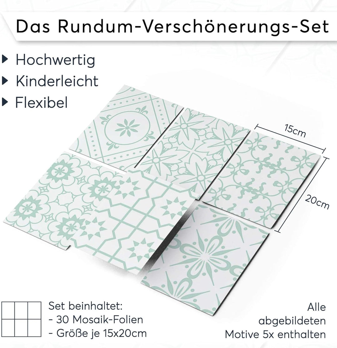 CREATISTO Mosaik Klebefliesen Stickerfliesen Fliesenfolie - Hochwertige Sticker Aufkleber für Wandfl