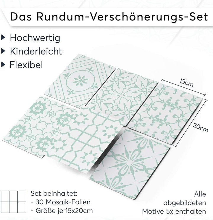 CREATISTO Mosaik Klebefliesen Stickerfliesen Fliesenfolie - Hochwertige Sticker Aufkleber für Wandfl