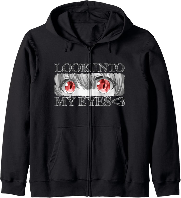 Look Into My Eyes Anime Red Eyes Süss Sexy Manga Ecchi Kapuzenjacke