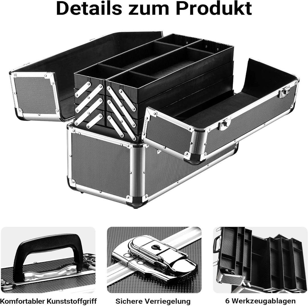 Wiltec Alu Transportkoffer, Aufbewahrungskoffer mit 2 Schlüsseln, Universalkoffer für Werkzeug, Hobb