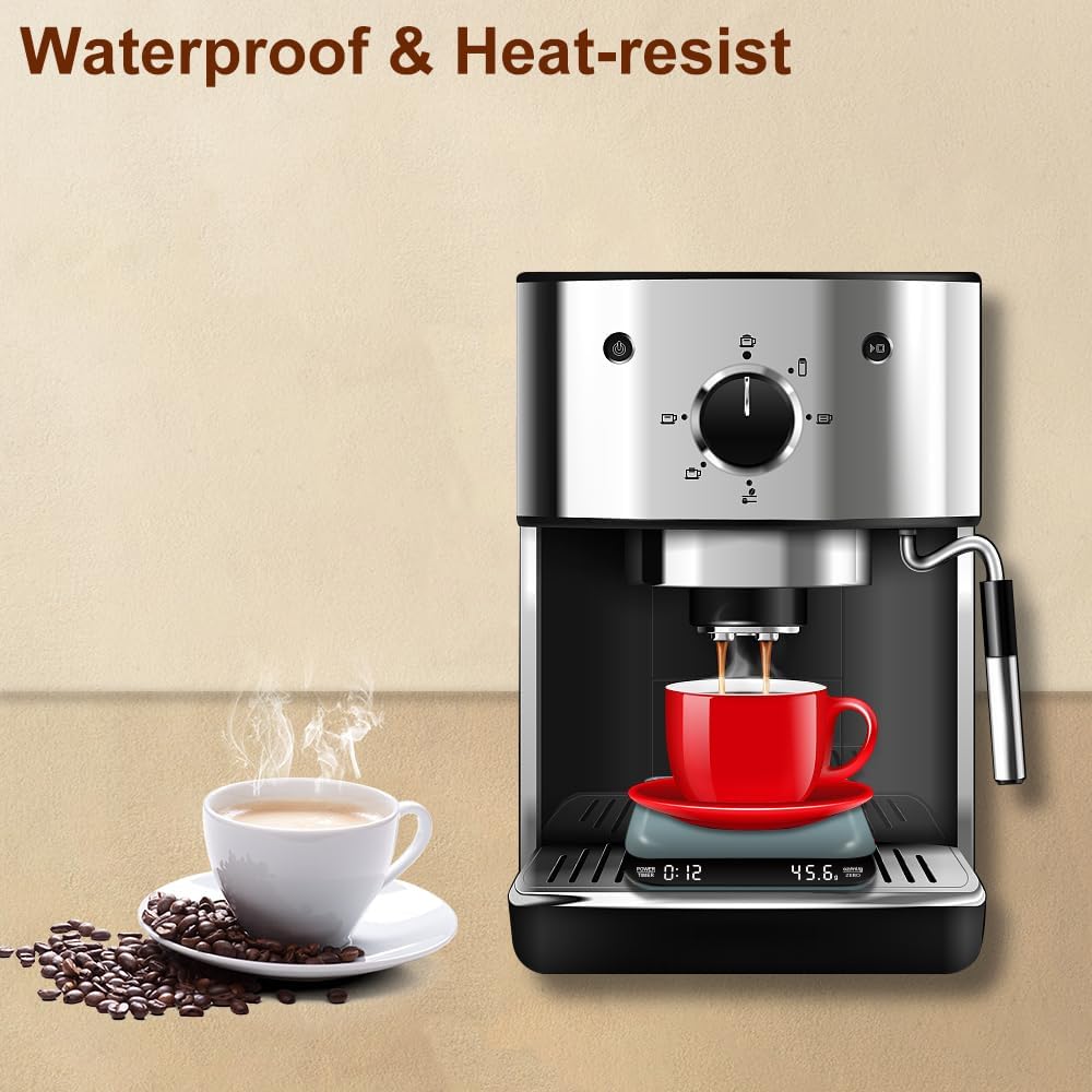 OBEST Mini Kaffeewaage mit Timer 3kg/0,1g, Espressowaage mit LED Anzeige | Digital Elektronische Hoc