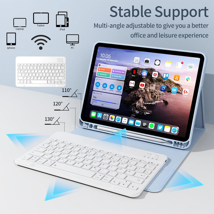 Hülle mit Tastatur für iPad (A16) 10/11 Generation, 10.9/11 Zoll, (2022/2025), Soft TPU Rückseite Ge