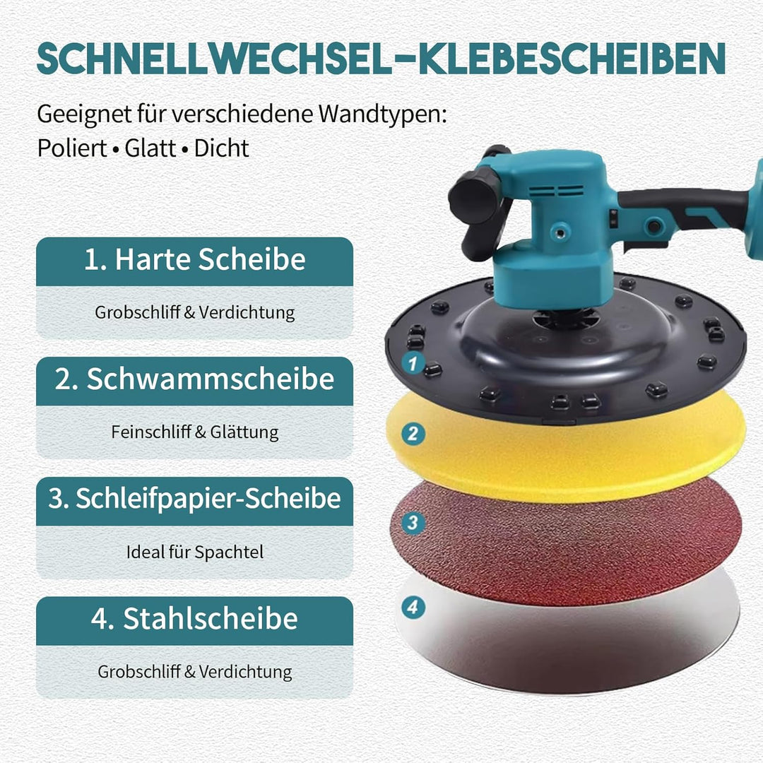 1680W Elektrische Wandglättmaschine Kompatibel mit 18V Akku Multifunktionales Putzwerkzeug mit Rührs
